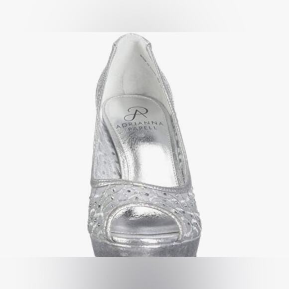 Adrianna Papell Foxy Silver Sterling Peep Toe Pump 7 M Wm’s - Picture 6 of 7